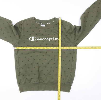 Champion Men's Green Pullover Sweatshirt Medium Logo Fleece Crew Neck