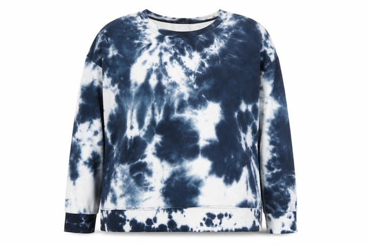 Front view of Dunnes Women Blue Tie Dye Pullover Sweatshirt XL Cotton Blend
