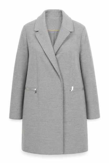 Topshop Women's Grey Mid-Length Overcoat Size 14 Polyester Blend