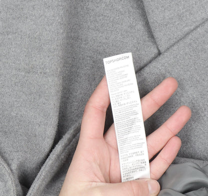 Topshop Women's Grey Mid-Length Overcoat Size 14 Polyester Blend