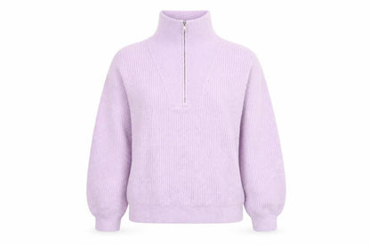 Oliver Bonas Women’s Purple Chunky Knit High Neck 1/2 Zip Jumper Size 12