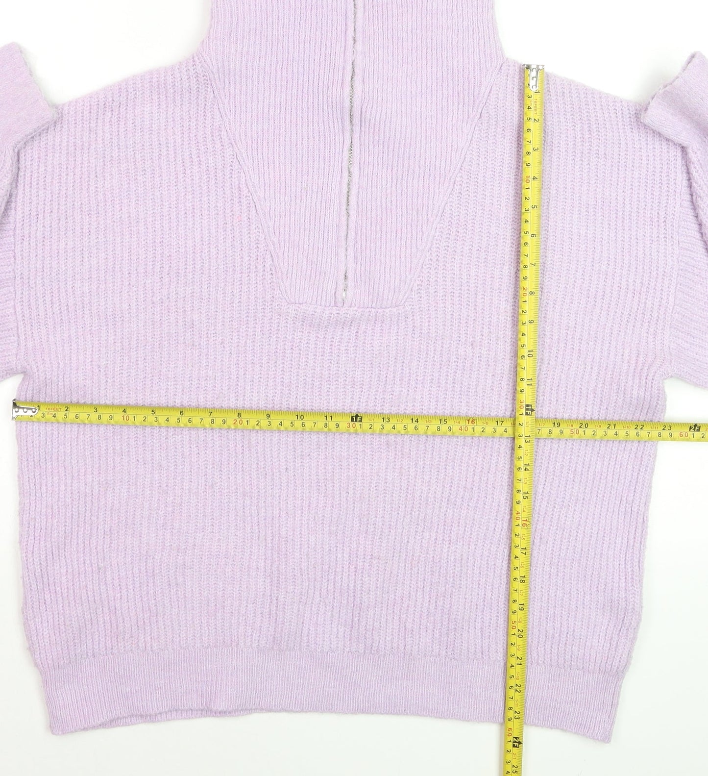 Oliver Bonas Women’s Purple Chunky Knit High Neck 1/2 Zip Jumper Size 12