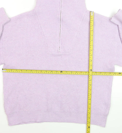 Oliver Bonas Women’s Purple Chunky Knit High Neck 1/2 Zip Jumper Size 12
