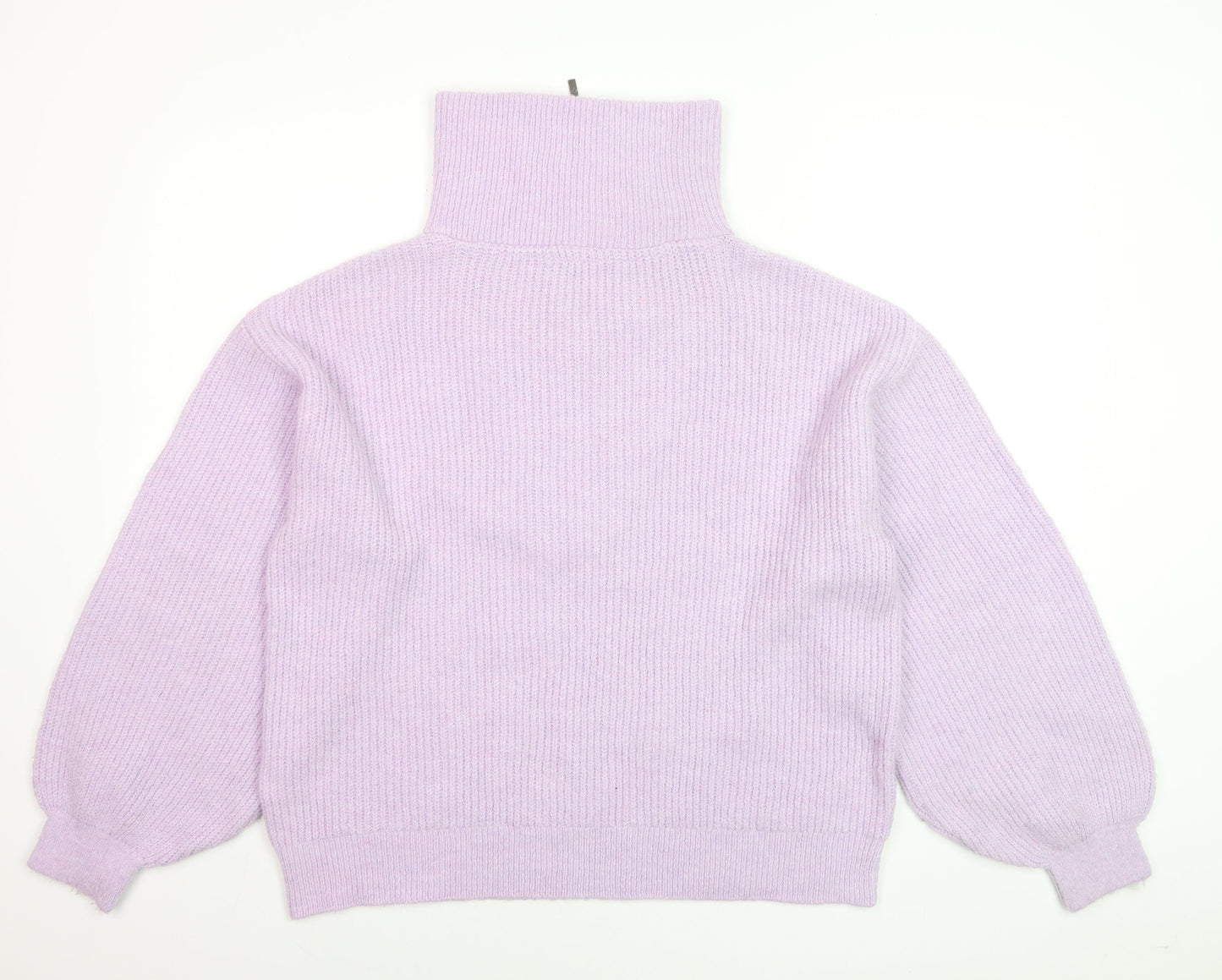 Oliver Bonas Women’s Purple Chunky Knit High Neck 1/2 Zip Jumper Size 12