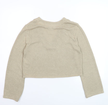H&M Women’s Beige V-Neck Knit Pullover Jumper XS