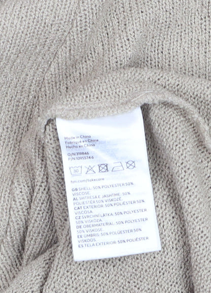 H&M Women’s Beige V-Neck Knit Pullover Jumper XS