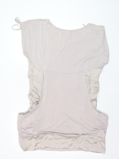 Mint Velvet Women Beige Silk Jersey Blouse Size 12 Relaxed Fit