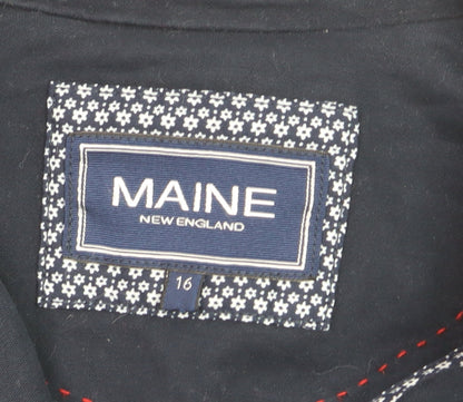 Maine New England Women's Navy Blue Cotton Blazer Size 16 Classic Style