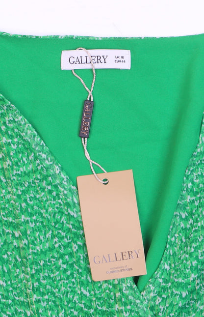 Gallery Women's Green Wrap Blouse Size 16 Long Sleeve V-Neck