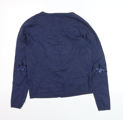 Culture Women's Blue Knit Button-Up Cardigan L Long Sleeve
