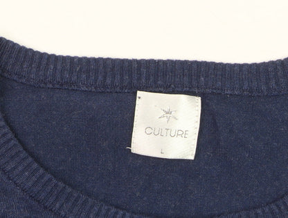 Culture Women's Blue Knit Button-Up Cardigan L Long Sleeve