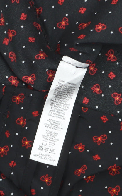 Dunnes Womens Black Floral Collared Sleeveless Blouse Size 12