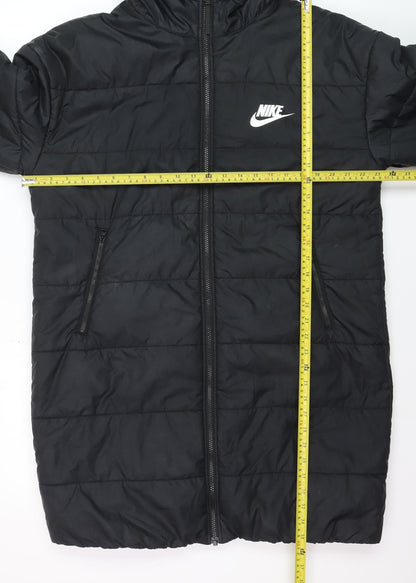 Nike Men's Black Hooded Long Puffer Jacket Size M Winter Coat