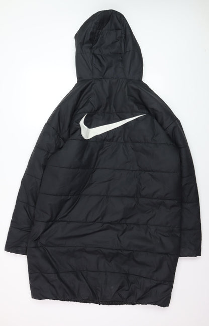 Nike Men's Black Hooded Long Puffer Jacket Size M Winter Coat