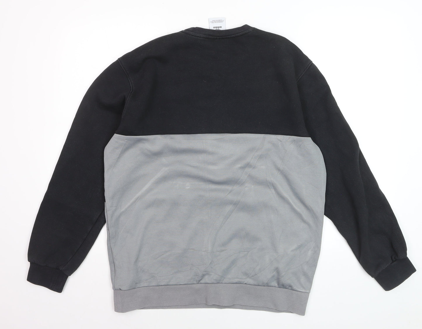 Adidas Men's Black Grey Logo Pullover Sweatshirt Size M
