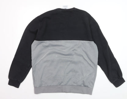 Adidas Men's Black Grey Logo Pullover Sweatshirt Size M