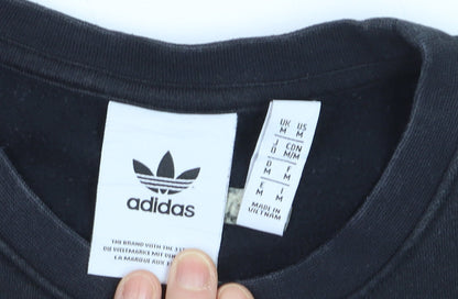 Adidas Men's Black Grey Logo Pullover Sweatshirt Size M