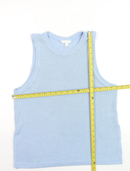 H&M Women Blue Knit Sleeveless Tank Top Size 12