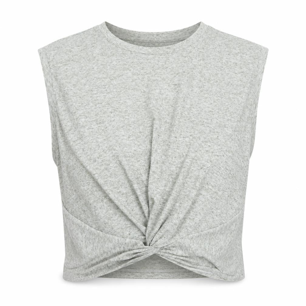 Vero Moda Womens Grey Cropped Twist Top Size M Sleeveless Cotton Blend