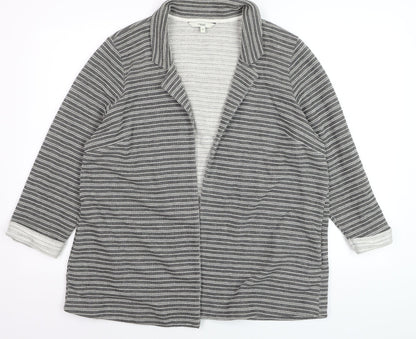 Next Women’s Grey Striped Collared Long Sleeve Open Cardigan Size 20