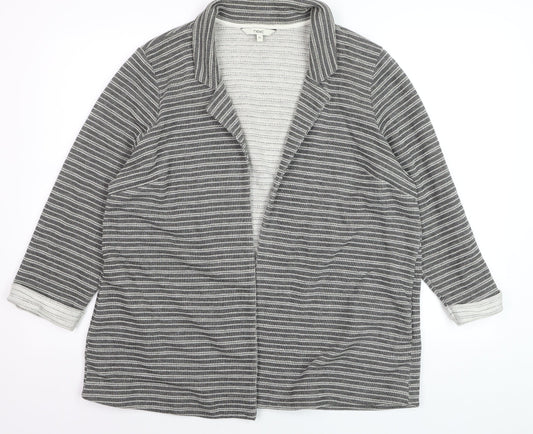 Next Women’s Grey Striped Collared Long Sleeve Open Cardigan Size 20