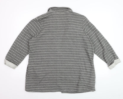 Next Women’s Grey Striped Collared Long Sleeve Open Cardigan Size 20