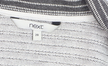 Next Women’s Grey Striped Collared Long Sleeve Open Cardigan Size 20
