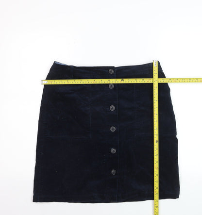 White Stuff Women's Blue Corduroy A-Line Button Skirt Size 12