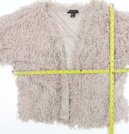 New Look Women Beige Faux Fur Open Short Jacket L