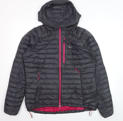 Rab Women's Grey Hooded Down Puffer Jacket UK 16