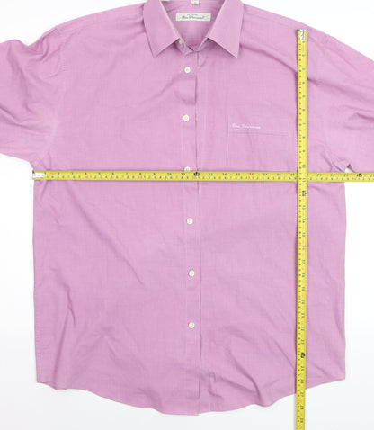 Ben Sherman Men Pink Cotton Long Sleeve Classic Fit Dress Shirt Size 16