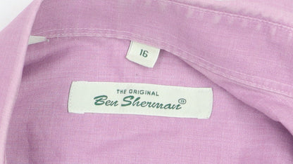 Ben Sherman Men Pink Cotton Long Sleeve Classic Fit Dress Shirt Size 16