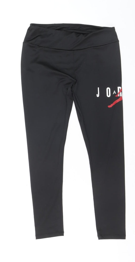 Jordan Girls Black Leggings M 10-12 Years Stretch Polyester Activewear