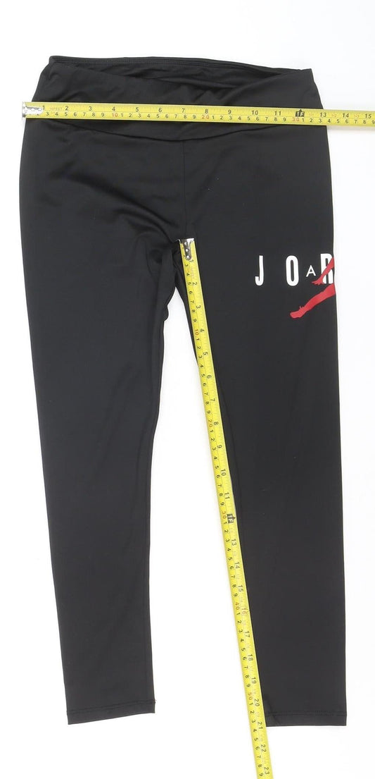 Jordan Girls Black Leggings M 10-12 Years Stretch Polyester Activewear