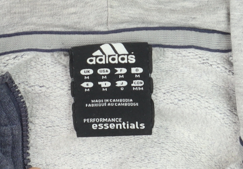 Adidas Men's Blue Full Zip Hoodie Medium Performance Essentials