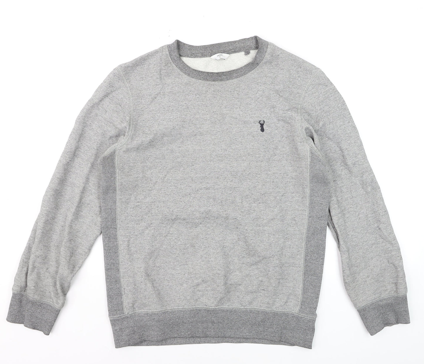 Next Men's Grey Cotton Blend Crew Neck Pullover Sweatshirt Size S