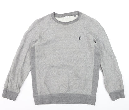 Next Men's Grey Cotton Blend Crew Neck Pullover Sweatshirt Size S