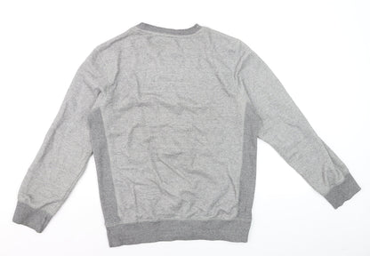 Next Men's Grey Cotton Blend Crew Neck Pullover Sweatshirt Size S