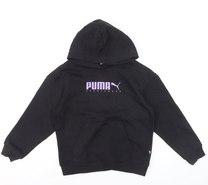 Puma Girls Black Pullover Hoodie 11-12 Years Fleece Hooded Sweatshirt