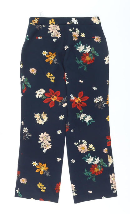Zara Women's Multicoloured Floral Crepe Straight Trousers Size M