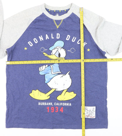 Disney Men's Blue Donald Duck Long Sleeve Graphic T-Shirt L