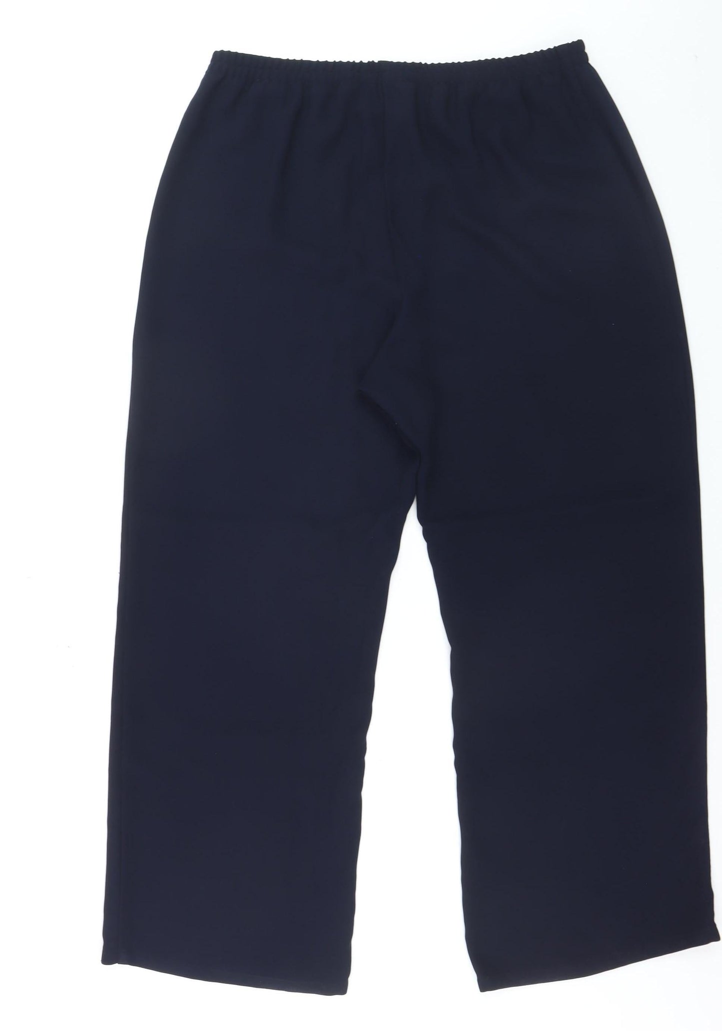 ELVI Women's Blue Wide-Leg Crepe Trousers Size 16