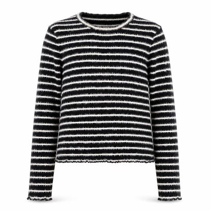 Savida Girls Black & White Striped Pullover Jumper Medium Knitwear