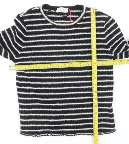Savida Girls Black & White Striped Pullover Jumper Medium Knitwear