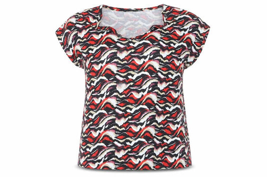 Front view of Dunnes Women’s Multicoloured V-Neck Cotton Modal T-Shirt L