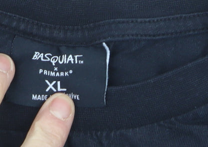Primark x Basquiat Mens Black XL Graphic Art T-Shirt
