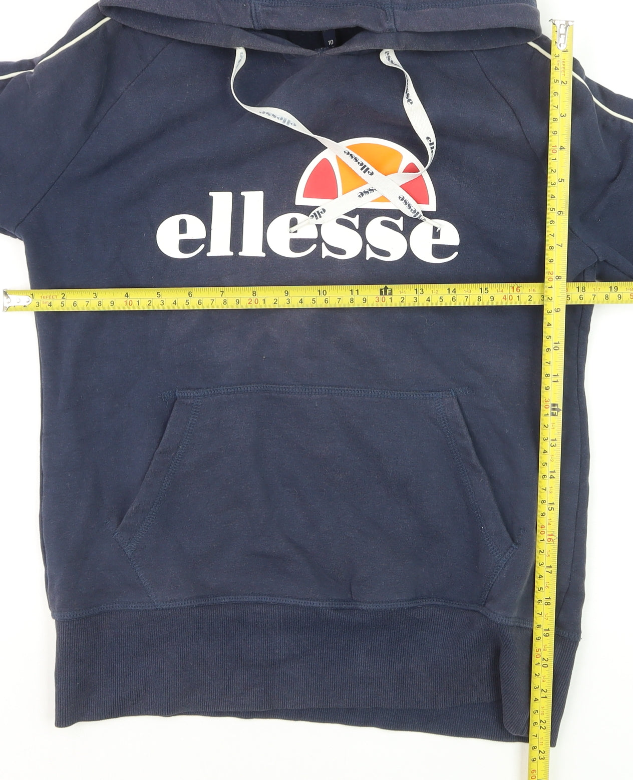 Ellesse Mens Blue Pullover Hoodie Size M Logo Fleece Sweatshirt