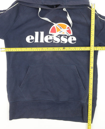 Ellesse Mens Blue Pullover Hoodie Size M Logo Fleece Sweatshirt