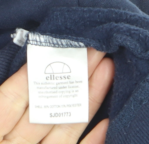 Ellesse Mens Blue Pullover Hoodie Size M Logo Fleece Sweatshirt
