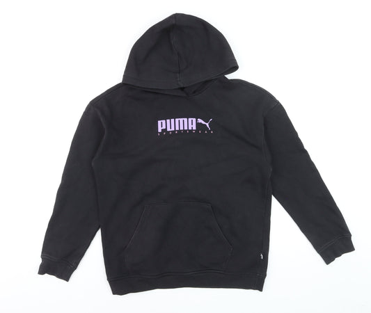 Puma Boys Black Hoodie 15-16 Years Pullover Hooded Sweatshirt